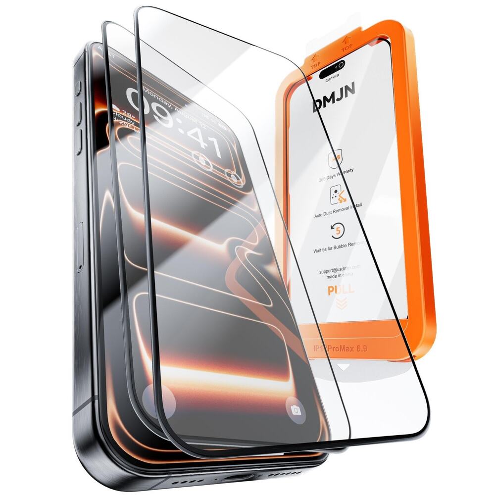 DMJN Unbreak Top 9H+ Glass for iPhone 17 Pro Screen Protector(13FT Military...